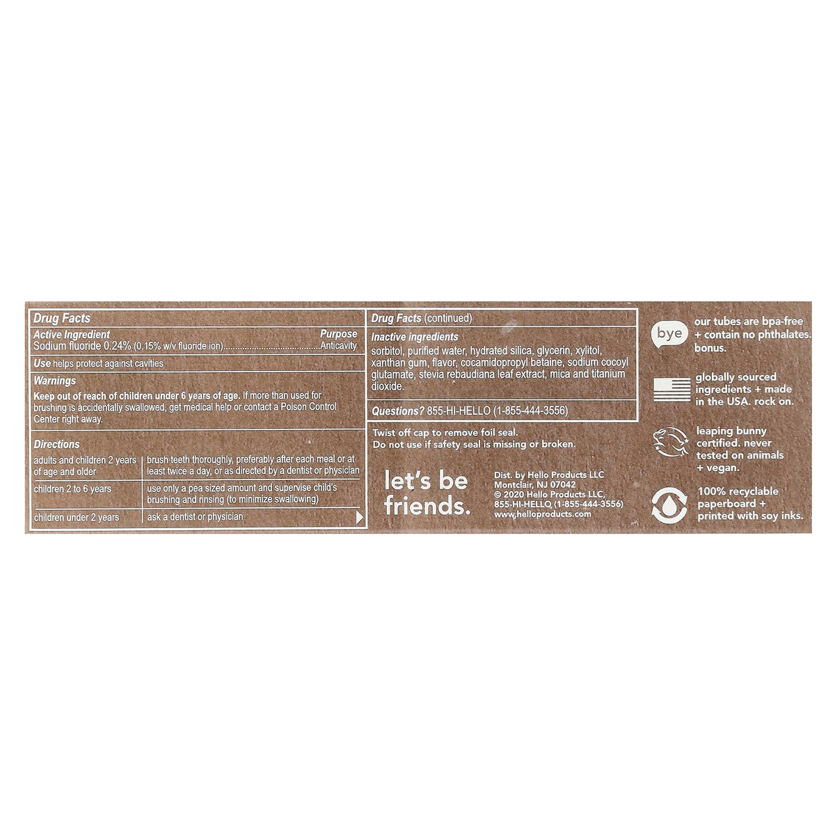 Hello Kids Fluoride Toothpaste, Unicorn Sparkle, Ages 2+, Bubble Gum, 119 g - view 3