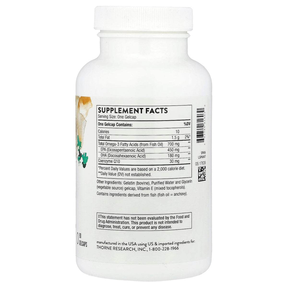 Thorne Omega-3 with CoQ10, 90 Gelcaps - view 2