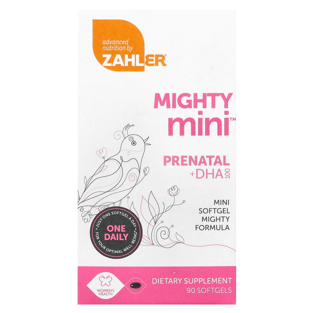 Zahler Mighty Mini Prenatal + DHA, 90 Softgels
