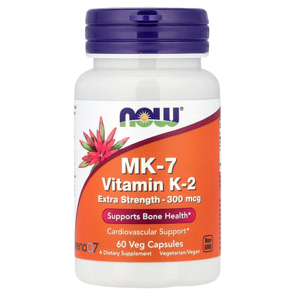 NOW Foods MK-7 Vitamin K-2, 300 mcg, 60 Veg Capsules