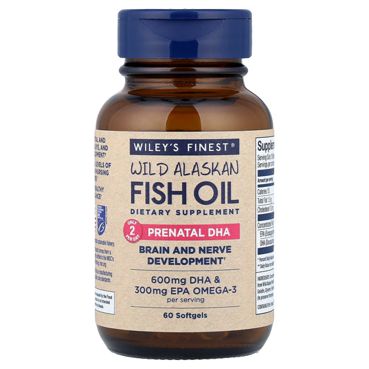 Wiley's Finest Wild Alaskan Fish Oil Prenatal DHA, 60 Softgels