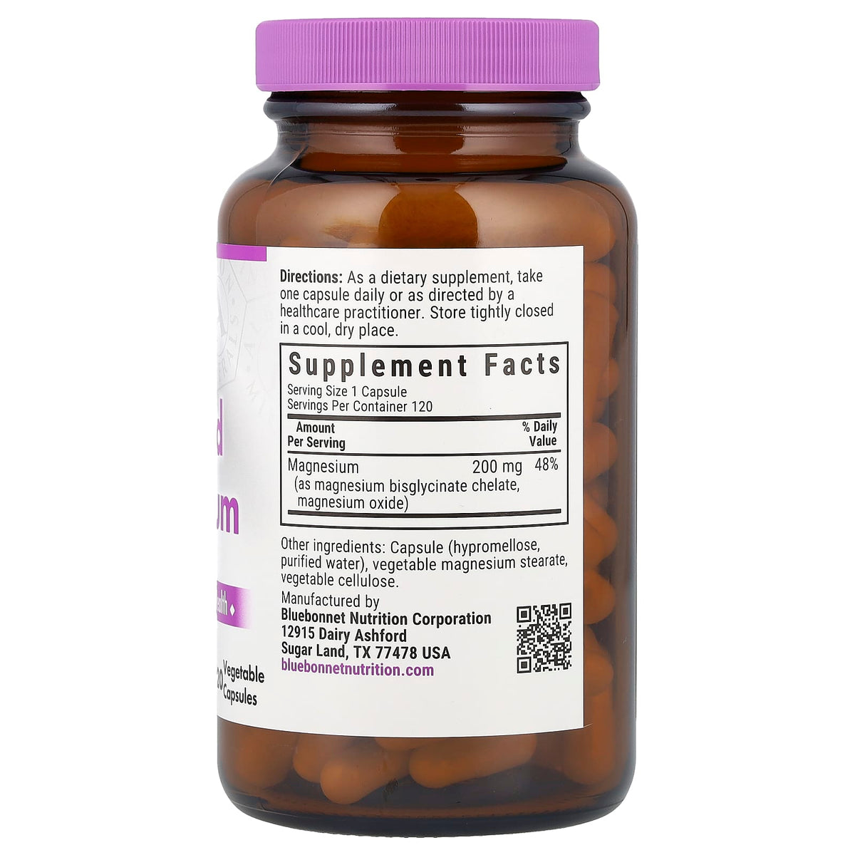 Bluebonnet Nutrition Buffered Chelated Magnesium, 120 Vegetable Capsules — alternate product view