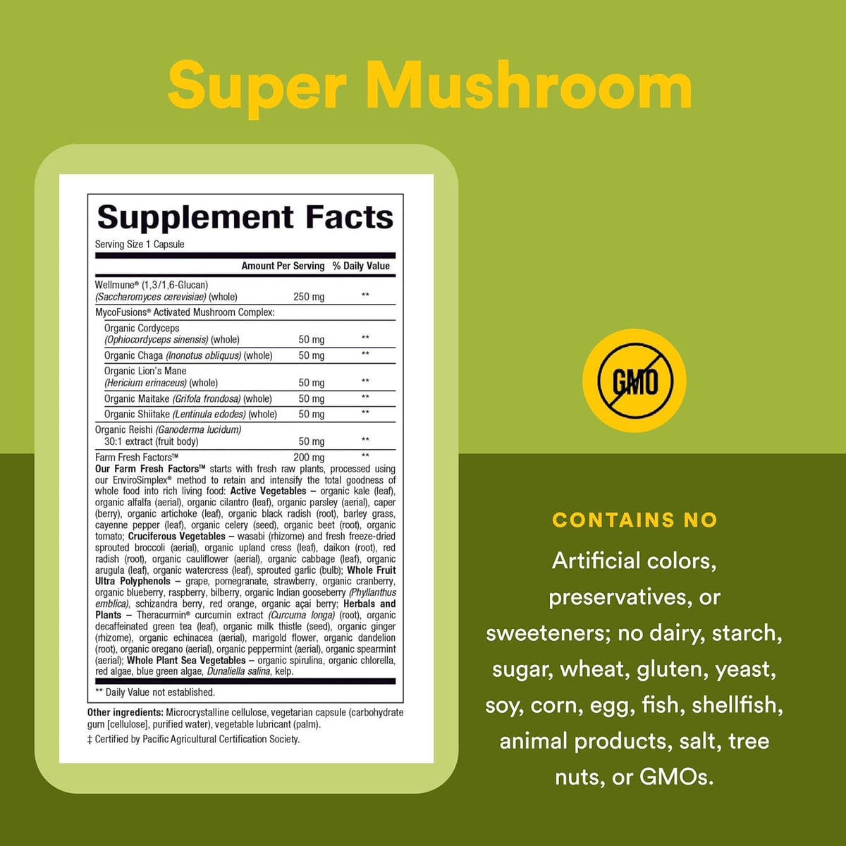 Natural Factors Whole Earth & Sea Super Mushroom 60 Vegetarian Capsules - view 4