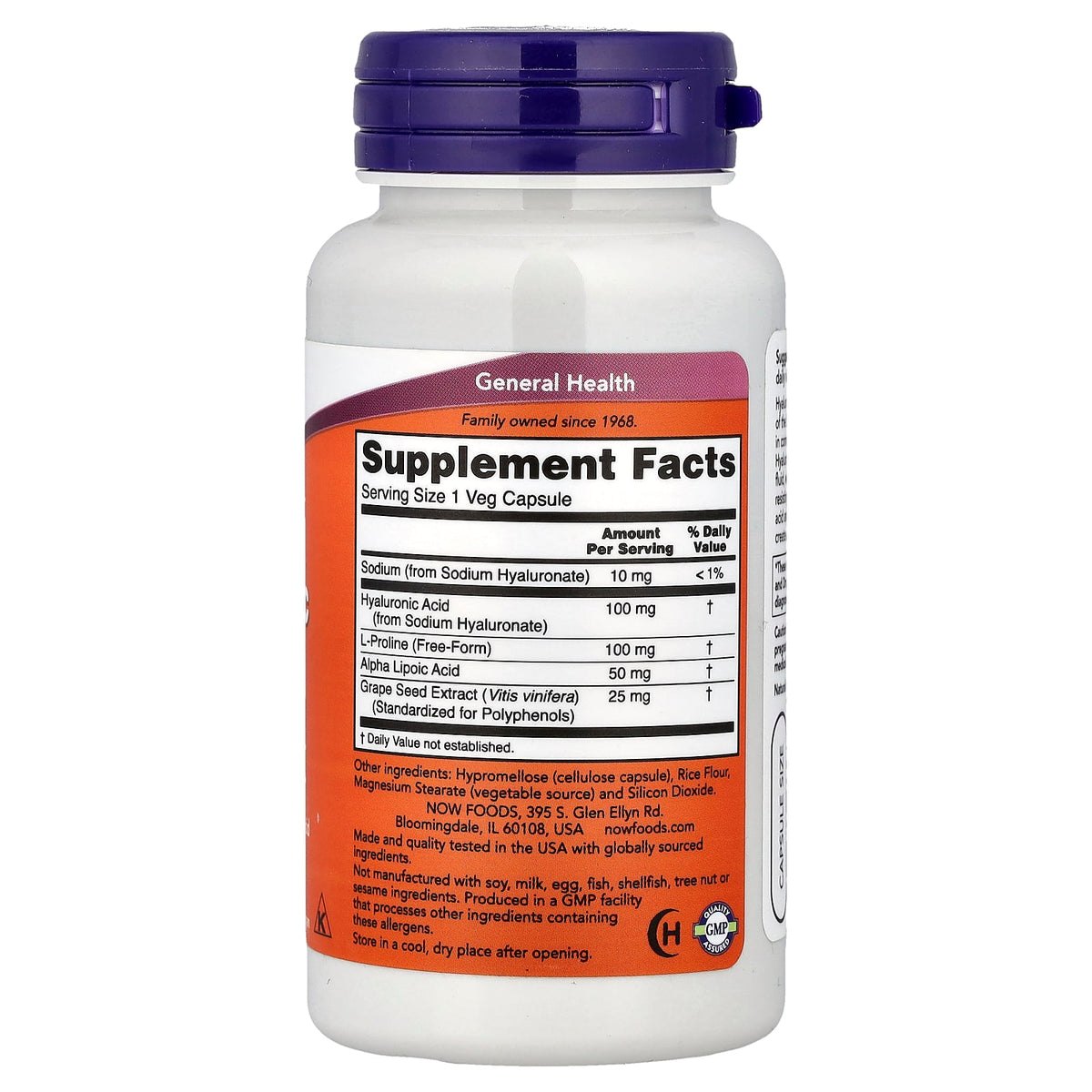 NOW Foods Hyaluronic Acid Double Strength 100 mg, 60 Veg Capsules - view 2