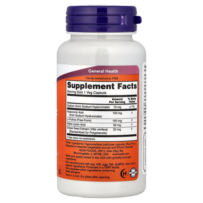 NOW Foods Hyaluronic Acid Double Strength 100 mg, 60 Veg Capsules - view 2