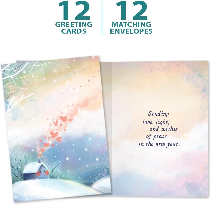 Tree-Free Greetings New Year Cards, Luminous Love, 12 Pack, 5 x 7 In — product view