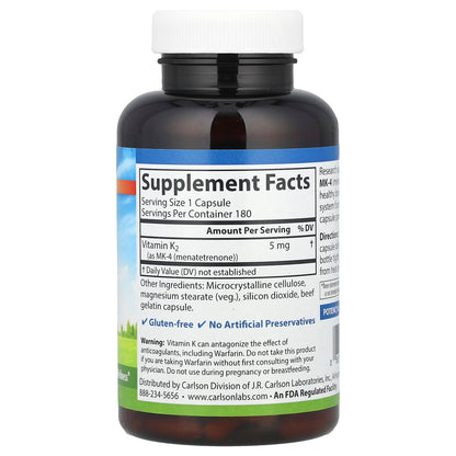 Carlson Vitamin K2 5 mg 180 Capsules - view 2