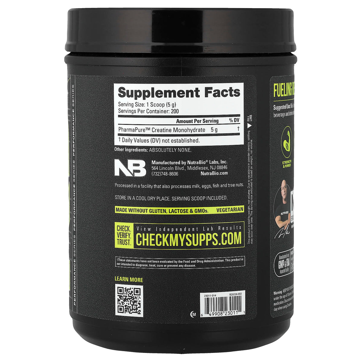 NutraBio Micronized Creatine Monohydrate, Unflavored, 1 kg (2.2 lb) - view 2