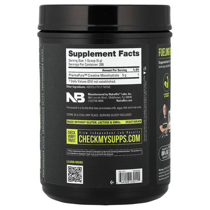 NutraBio Micronized Creatine Monohydrate, Unflavored, 1 kg (2.2 lb) - view 2