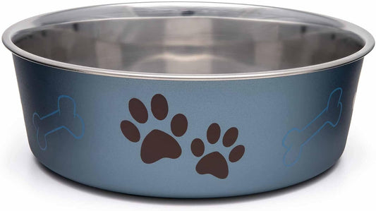 Loving Pets Bella Bowl, Stainless Steel Dog Bowl, Medium, Blueberry
