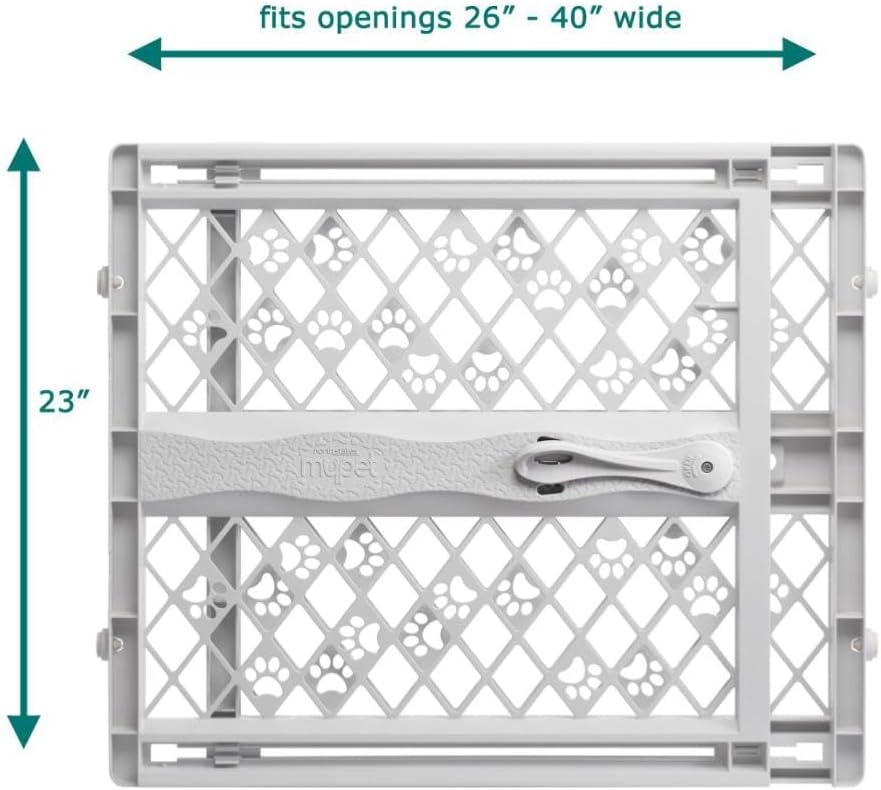 MYPET Paws Portable Pet Gate, 26-40 in Wide, 23 in Tall, Light Grey - view 3