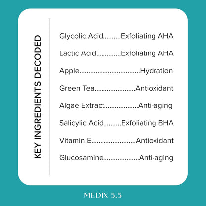 MEDIX 10% Glycolic Acid + Lactic Acid Leave-On Exfoliating Skin Care Body Gel | AHA Exfoliant Body & Face Serum Refines + Softens Dry Dead Skin, Uneven Skin Tone, KP Bumps, & Wrinkles, 1.7 Fl Oz