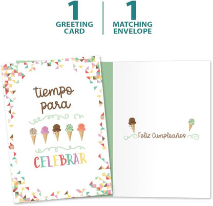Tree-Free Greetings Spanish Birthday Card, Cumpleaños Ice Cream, 5 x 7 - view 5