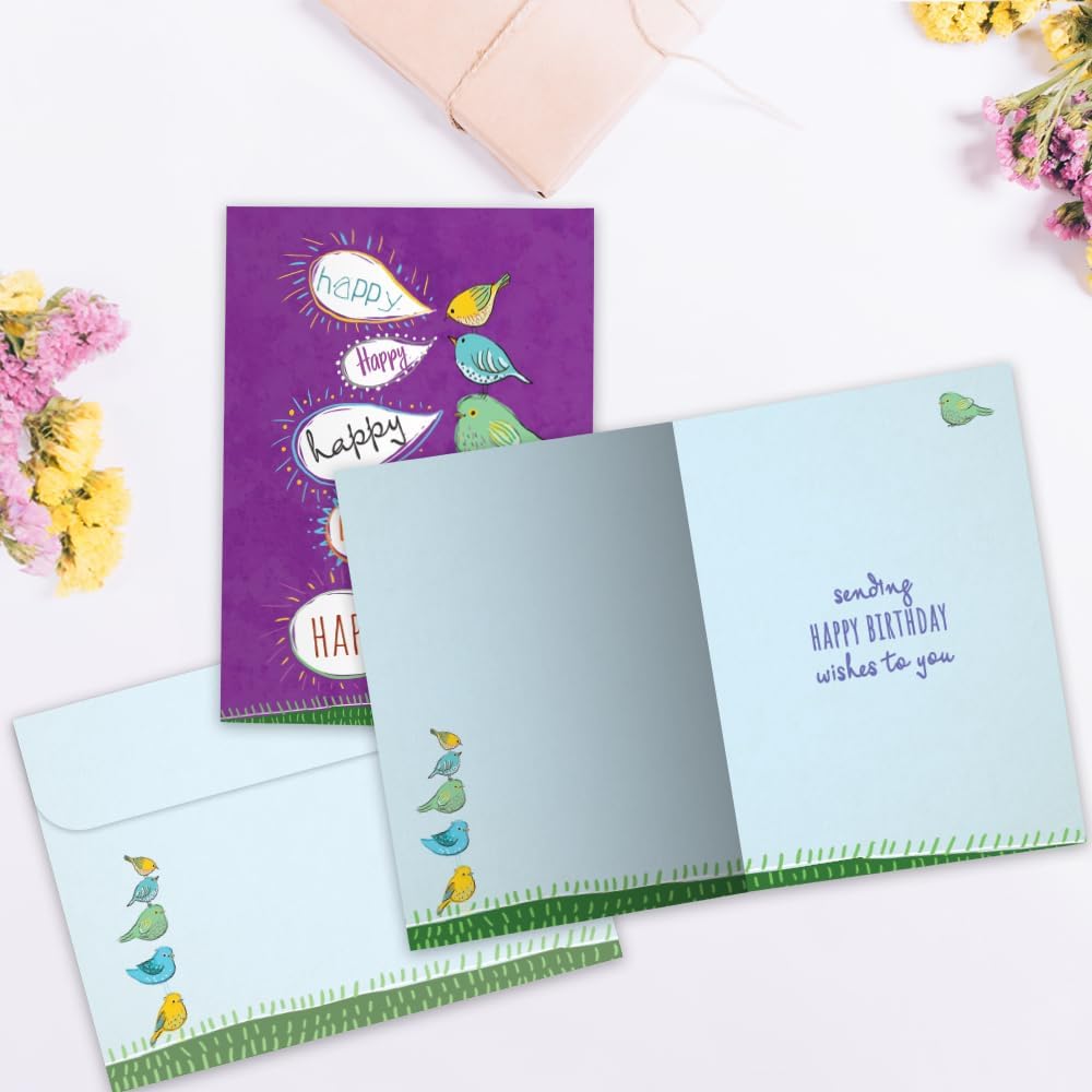 Tree-Free Greetings Birthday Card, Happy Birds, 1 Card - view 2