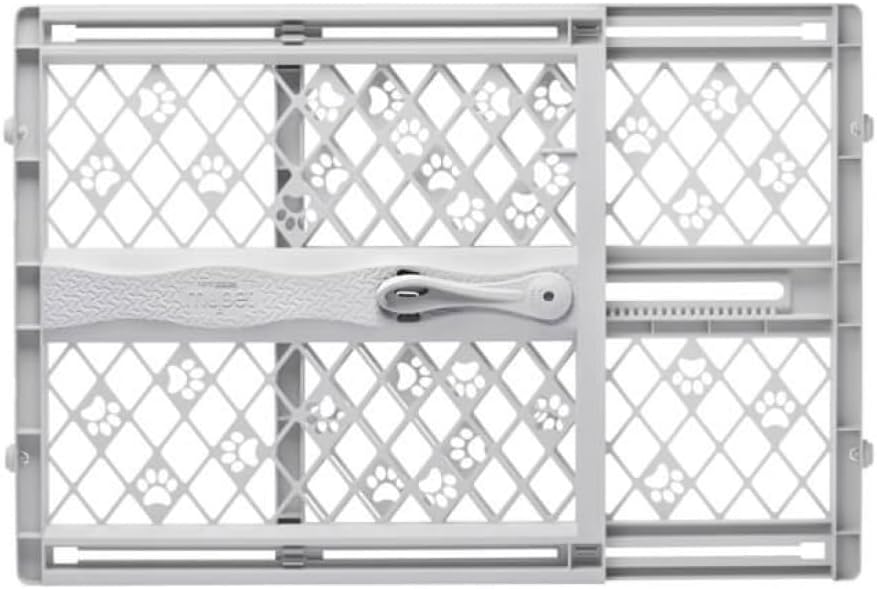 MYPET Paws Portable Pet Gate, 66-101.6 cm (26-40 in) Wide, 58.4 cm (23 in) Tall, Light Grey — product view