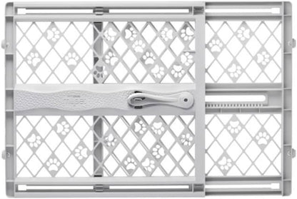 MYPET Paws Portable Pet Gate, 26-40 in Wide, 23 in Tall, Light Grey