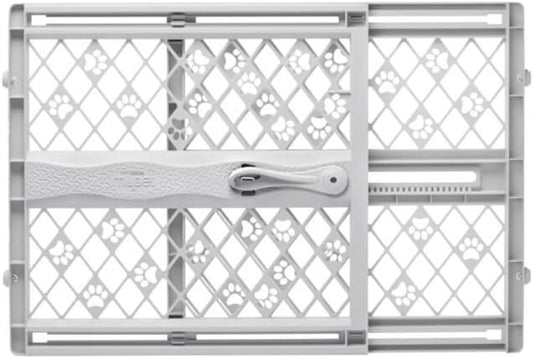 MYPET Paws Portable Pet Gate, 26-40 in Wide, 23 in Tall, Light Grey