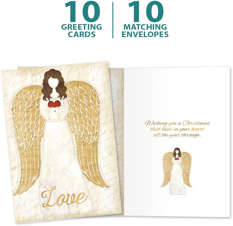 Tree-Free Greetings Christmas Angel Cards, 12.7 x 17.8 cm (5 x 7 Inch), Pack of 10 — product view