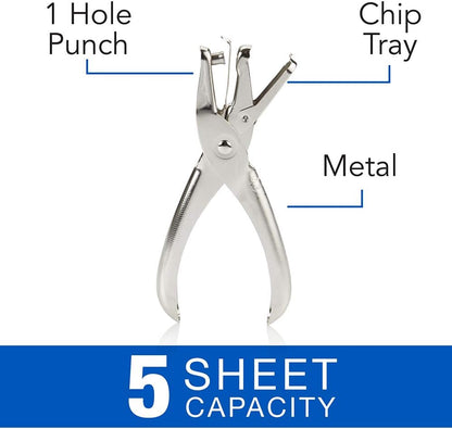 Swingline Single Hole Punch, 5 Sheet Capacity, Chrome - view 2