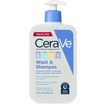 CeraVe Baby 2-in-1 Wash & Shampoo with Vitamin E, 16 oz