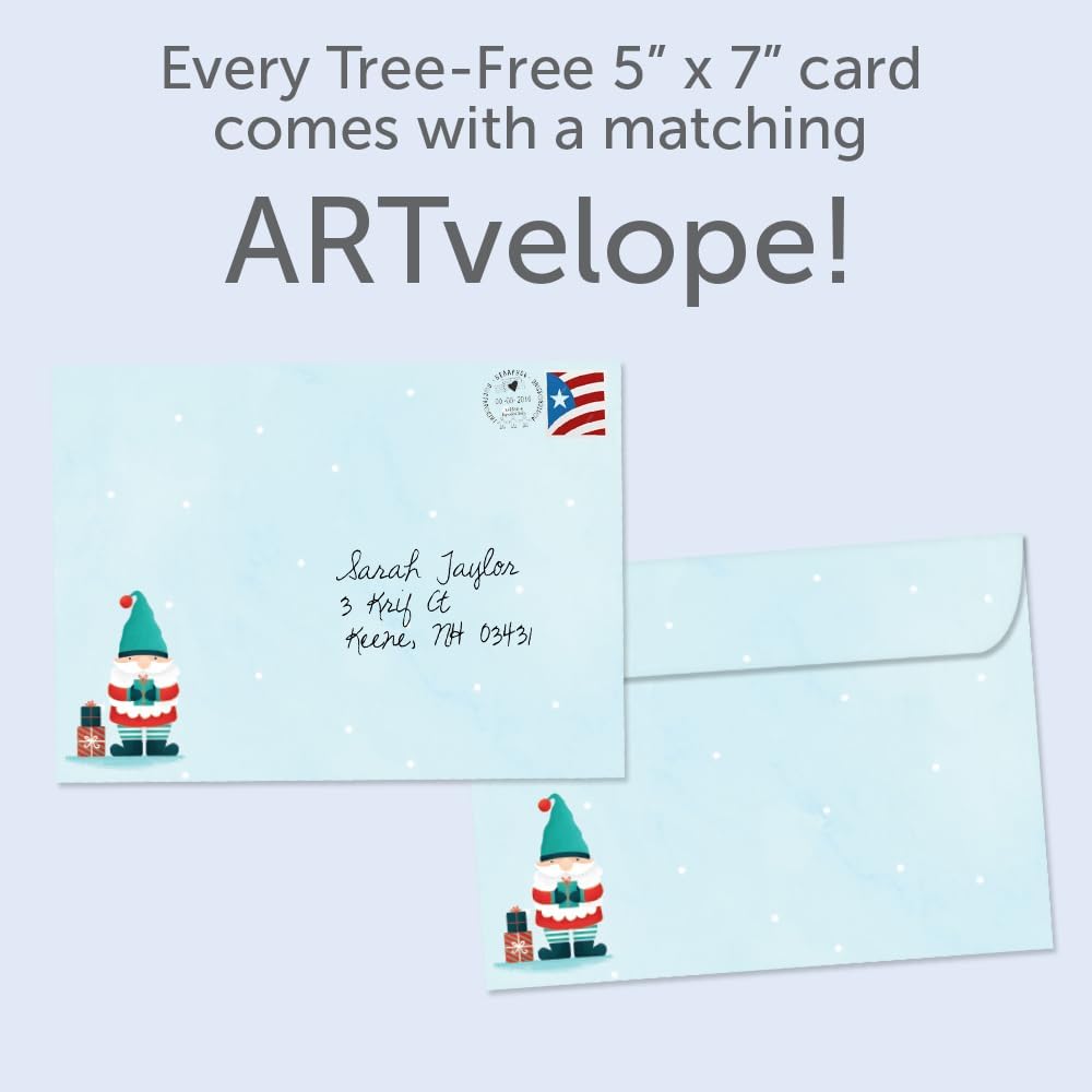 Tree-Free Greetings Christmas Cards, Festive Gnomes, 2 Pack, 5 x 7 In - view 4