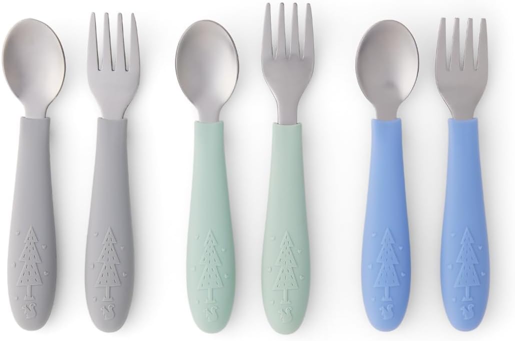 Elk and Friends Baby and Toddler Cutlery Set with Silicone Handles, 6 Pieces — product view