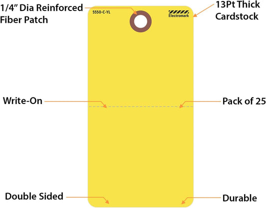 SmartSign Blank Yellow 2-Part Tags with Reinforced Patch, 25 Pack - view 5