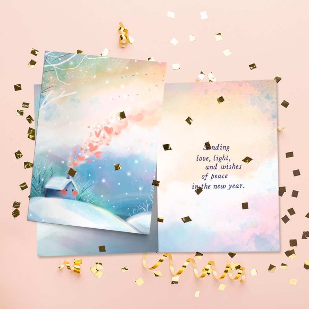 Tree-Free Greetings New Year Cards, Luminous Love, 12 Pack, 5 x 7 In - view 2