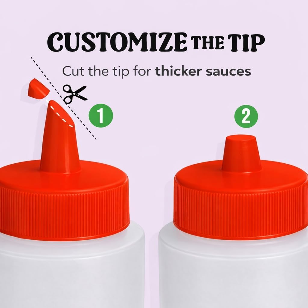 Norcalway 12 oz Condiment Squeeze Bottles, Pack of 3 — alternate product view