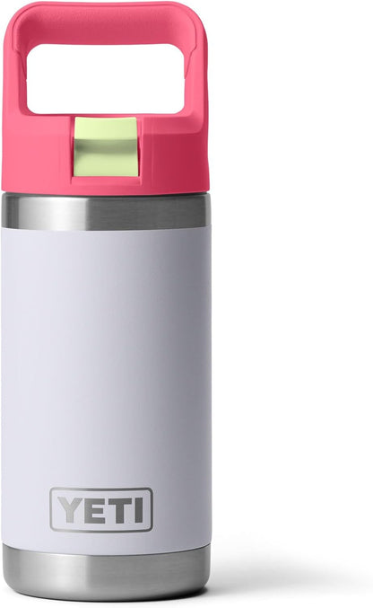 YETI Rambler Jr. 12 oz Kids Bottle with Straw Cap, Mist/Pink/Grasshopper