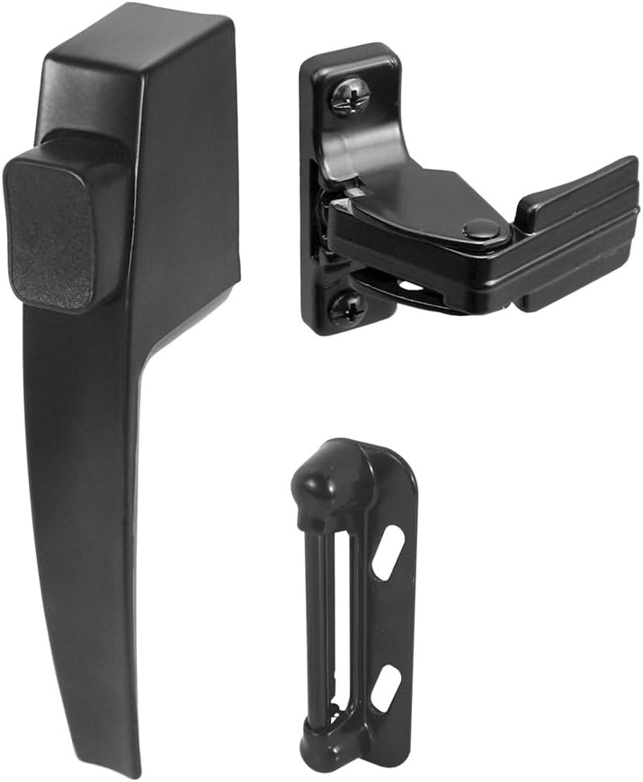 PRIME-LINE Push Button Latch Set for Screen & Storm Doors, Black