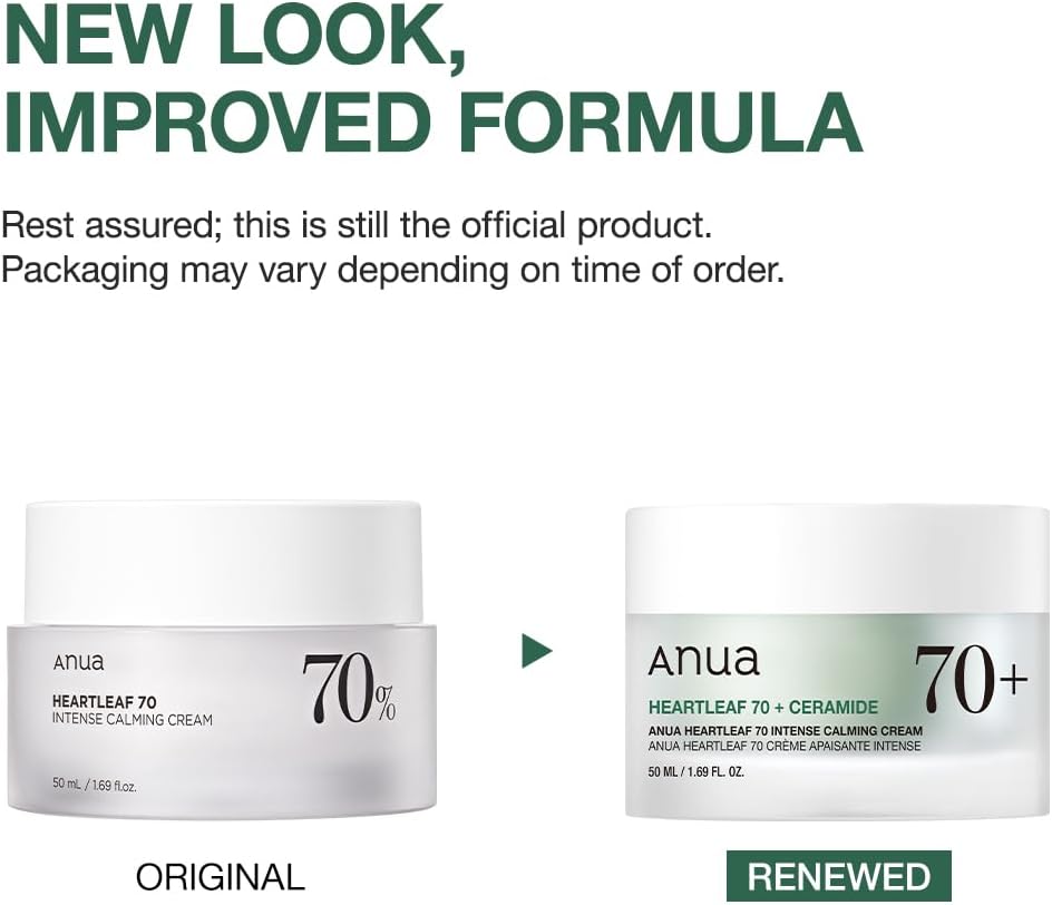 Anua Heartleaf 70 Intense Calming Cream with Ceramide and Panthenol, 50 ml (1.7 fl oz) — alternate product view