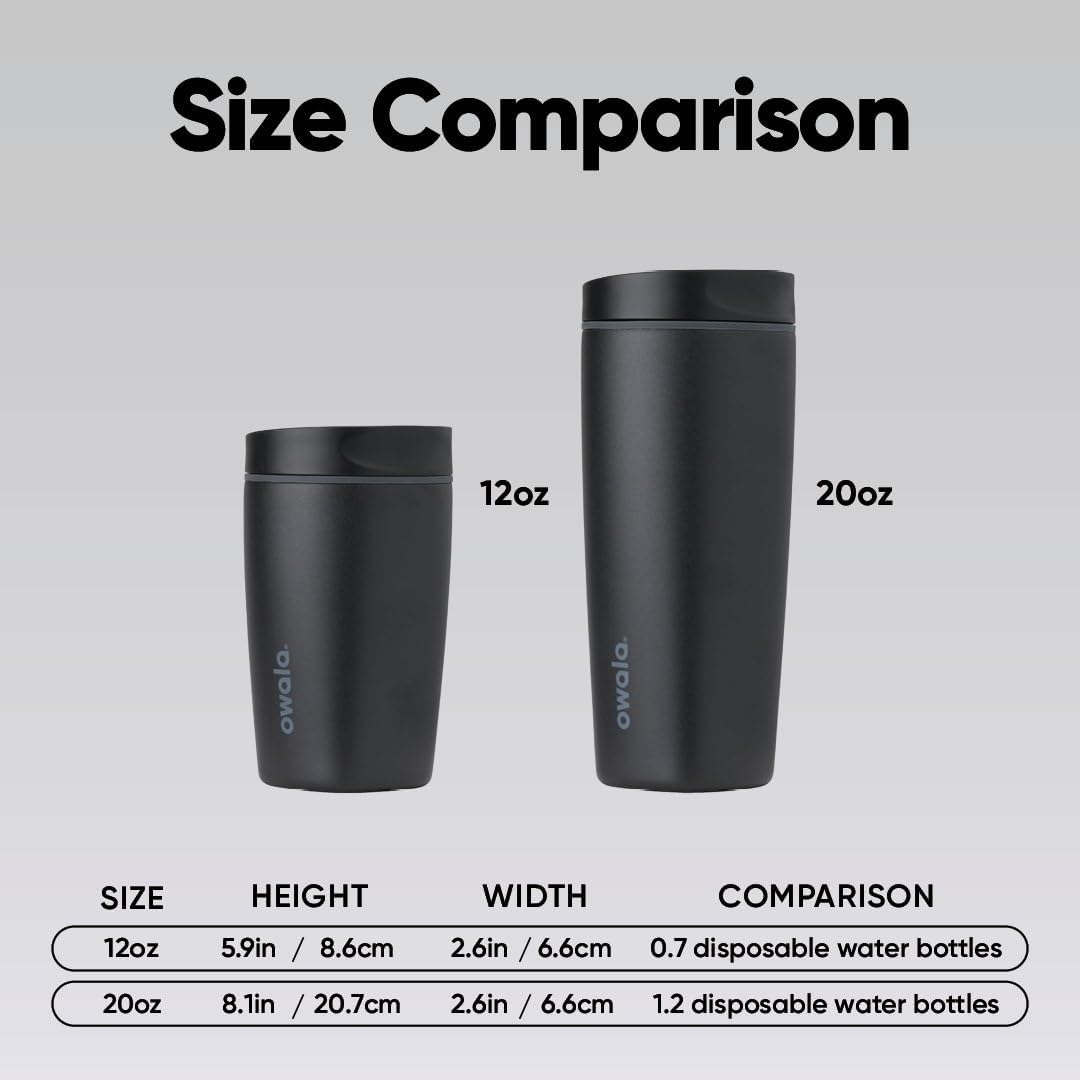 Owala SmoothSip Slider Insulated Coffee Cup, 12 oz, Very Very Dark - view 3