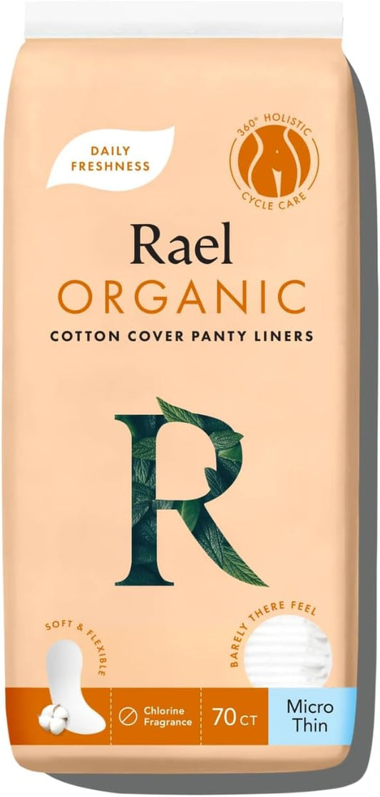 Rael Organic Cotton Cover Panty Liners, Micro Thin, 70 Count