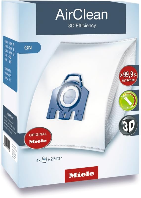 Miele GN HyClean Air Vacuum Cleaner Bags, 4-Pack with Filters