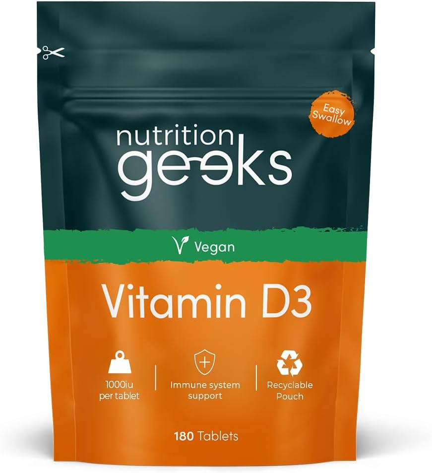 Nutrition Geeks Vegan Vitamin D3 1000iu Tablets, 180 Count