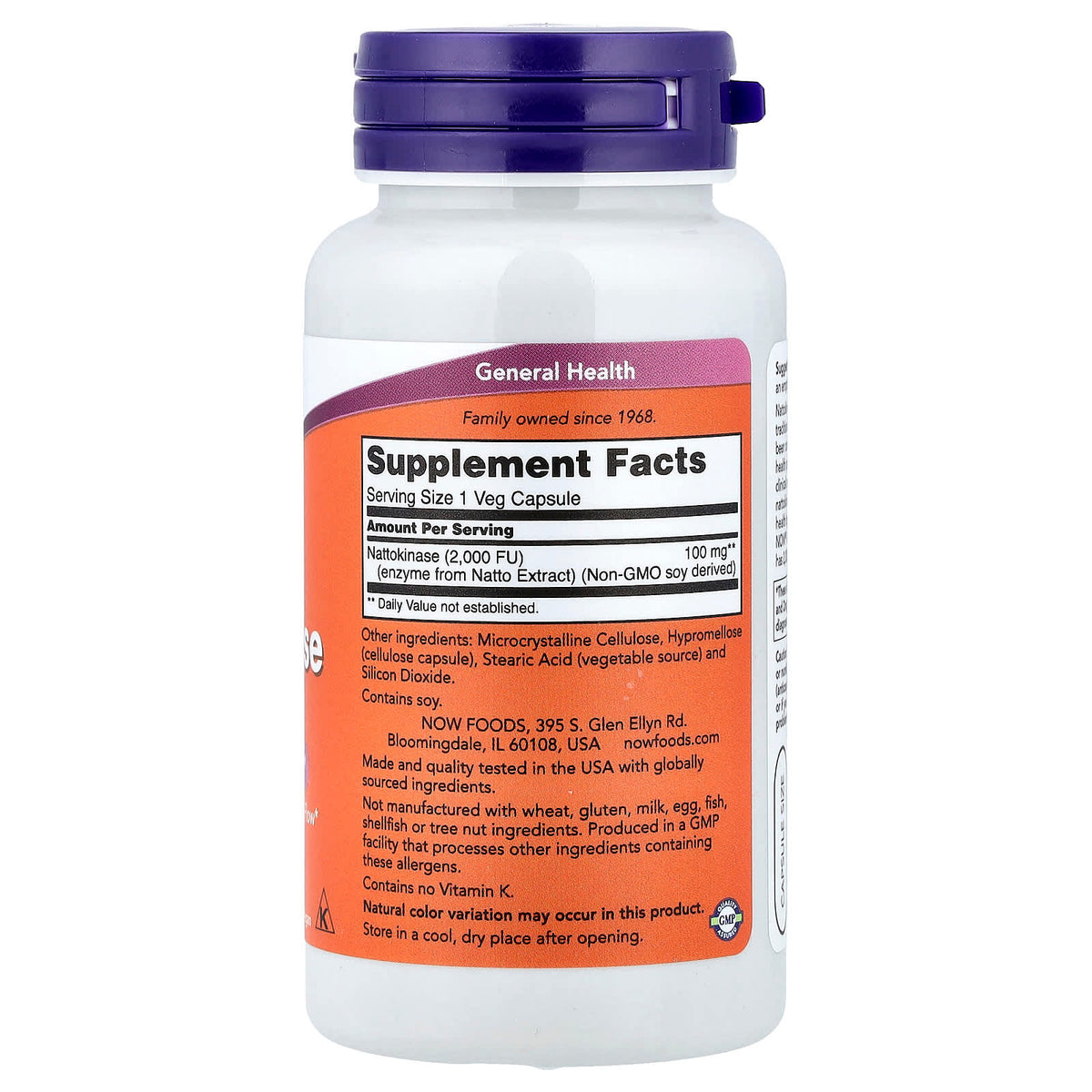 NOW Foods Nattokinase, 100 mg, 120 Veg Capsules - view 2