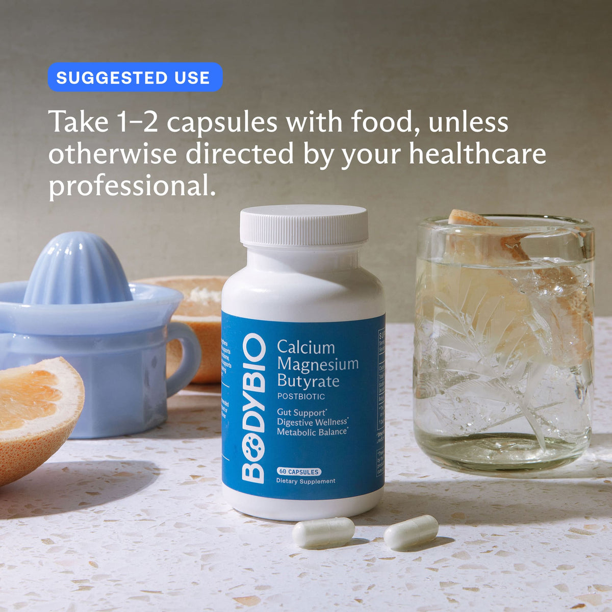 BodyBio Calcium Magnesium Butyrate, 100 Capsules - view 5