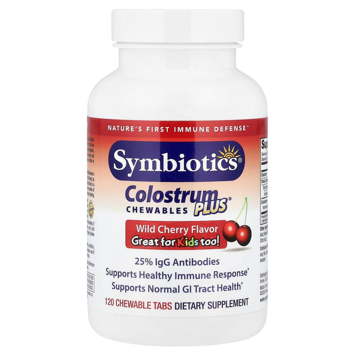 Symbiotics Colostrum Plus Chewables, Wild Cherry, 120 Chewable Tabs — product view