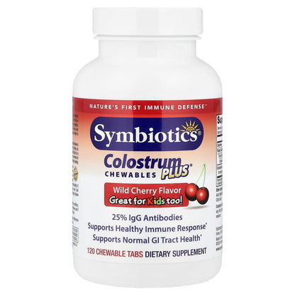 Symbiotics Colostrum Plus Chewables, Wild Cherry, 120 Chewable Tabs