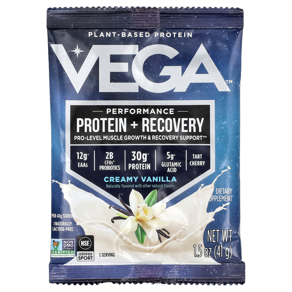 Vega Plant-Based Protein Performance Protein + Recovery Creamy Vanilla 12 Packs - view 3