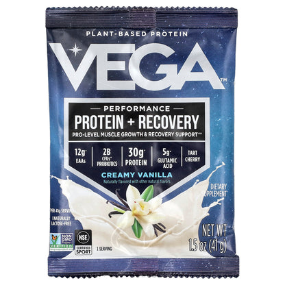 Vega Plant-Based Protein Performance Protein + Recovery Creamy Vanilla 12 Packs - view 3