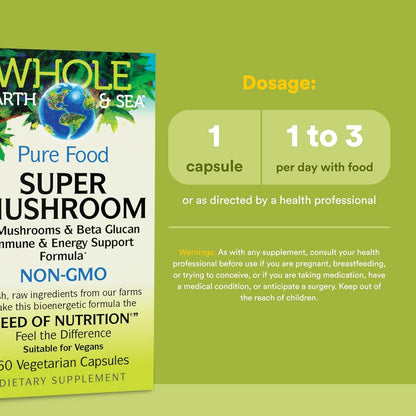 Natural Factors Whole Earth & Sea Super Mushroom 60 Vegetarian Capsules - view 5