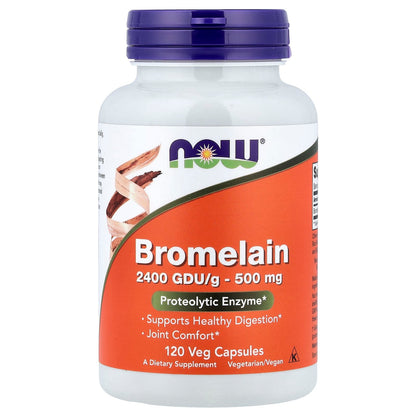NOW Foods Bromelain 500 mg (2,400 GDU/g), 120 Veg Capsules