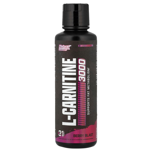 Nutrex Research L-Carnitine 3000, Berry Blast, 465 ml (15.72 fl oz)