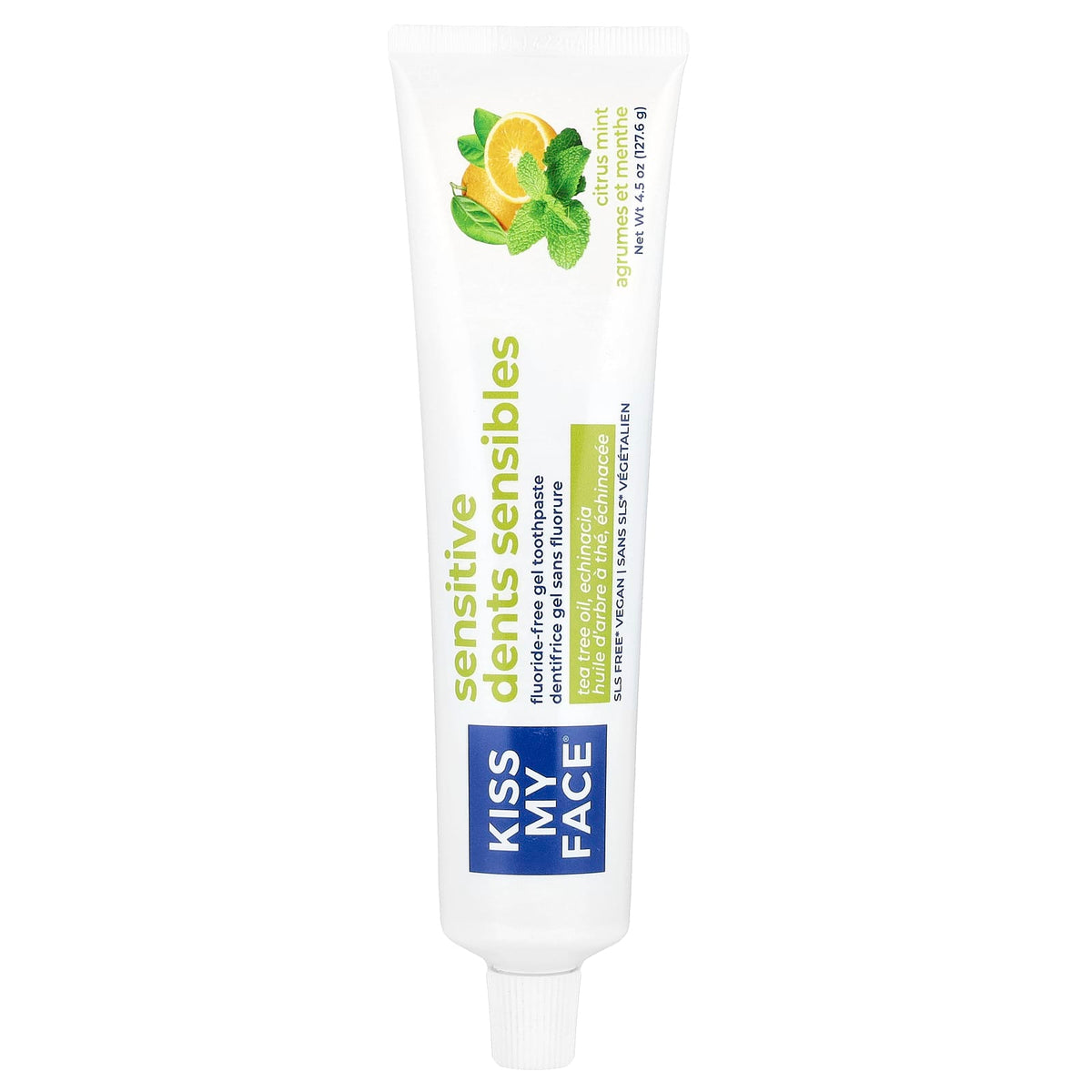 Kiss My Face Sensitive Fluoride-Free Gel Toothpaste, Citrus Mint, 127.6 g