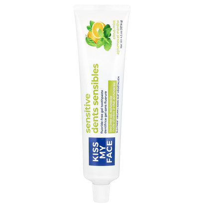 Kiss My Face Sensitive Fluoride-Free Gel Toothpaste, Citrus Mint, 127.6 g