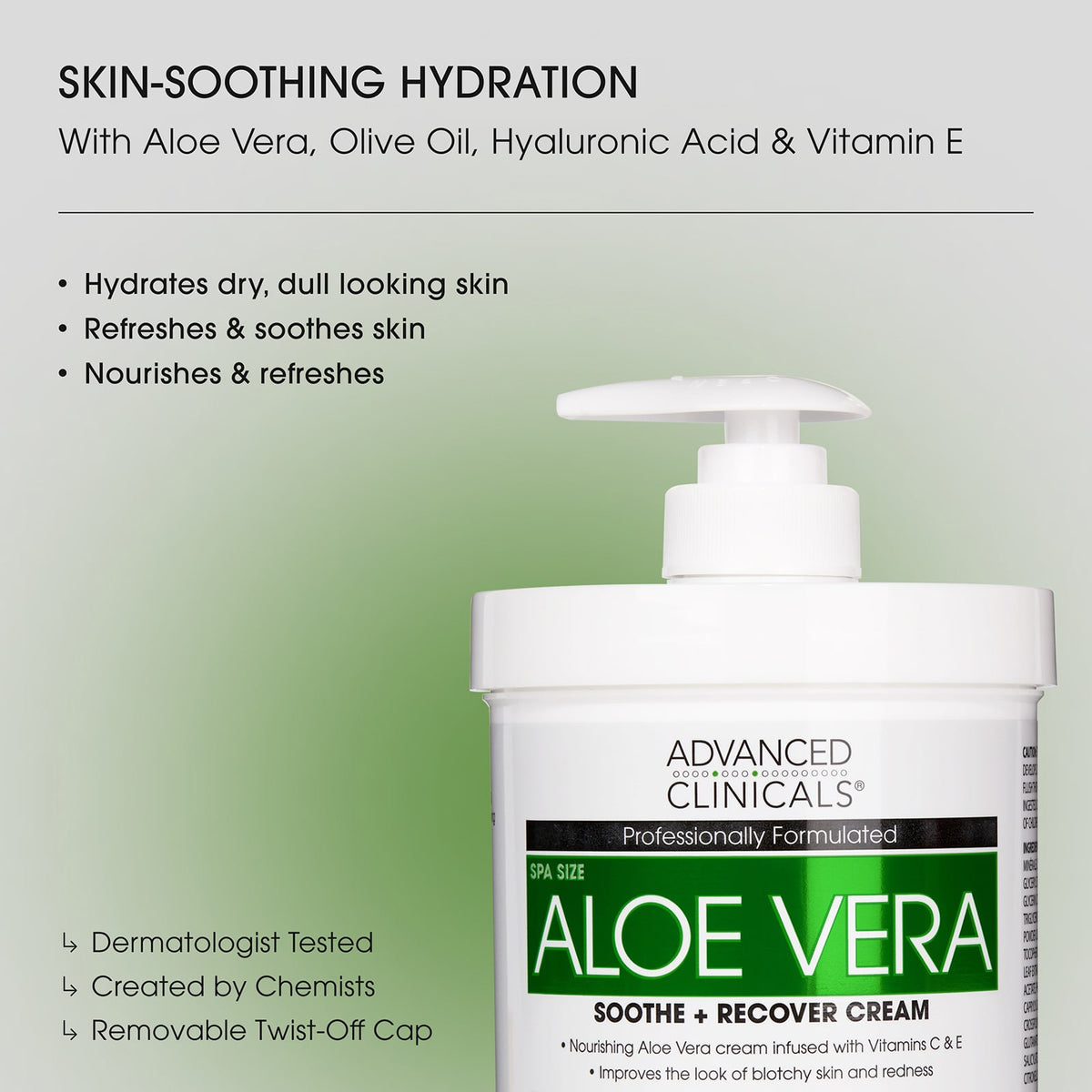 Advanced Clinicals Aloe Vera Soothe + Recover Cream 454 g (16 oz) - view 4