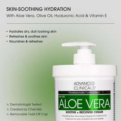 Advanced Clinicals Aloe Vera Soothe + Recover Cream 454 g (16 oz) - view 4