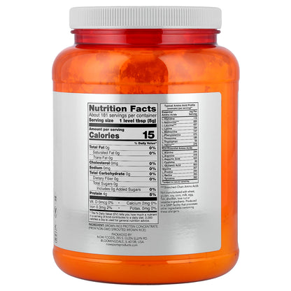 NOW Foods Sports Sprouted Brown Rice Protein Powder, Unflavoured, 907 g (2 lb) - view 2